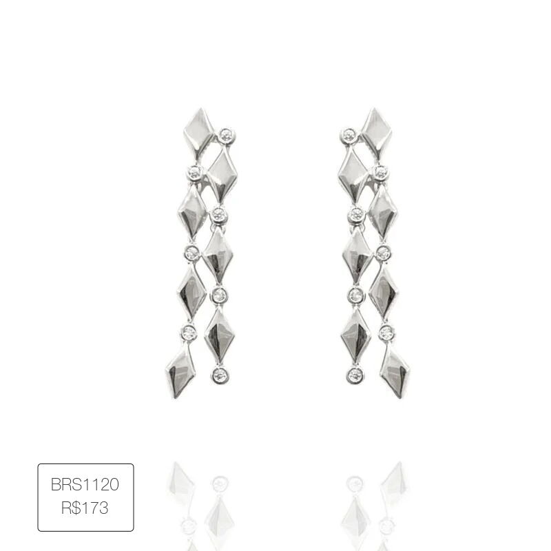 Brinco Pendentes Duplo Allure Prateado